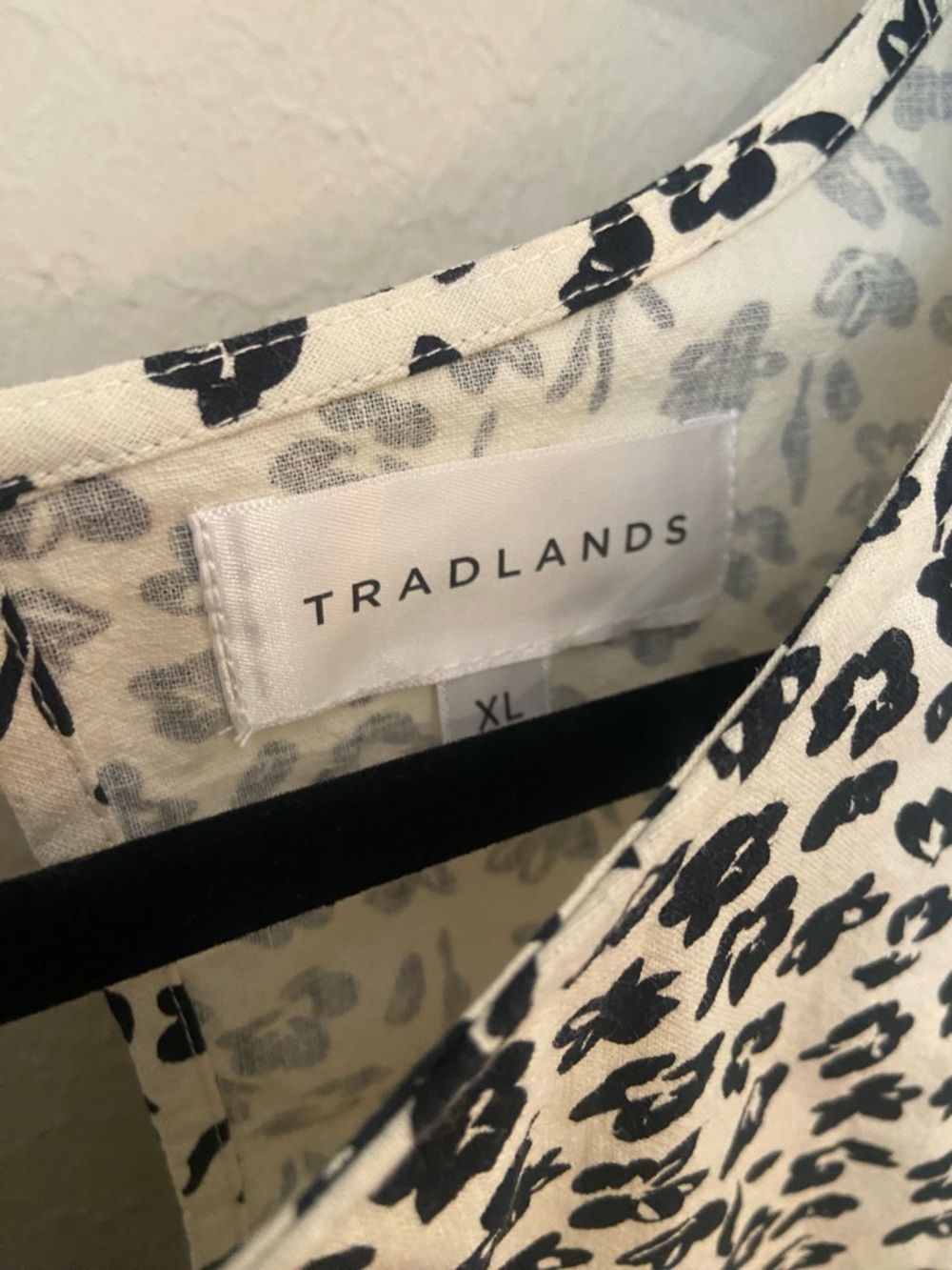 Tradlands Nico Cotton Black and White Floral Print Babydoll Dress XL - Picture 4 of 6